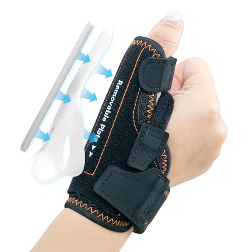 CURECARE New Upgraded 2 in 1 Thumb Brace, Removable Thumb Spica Splint Left Right Hand with 3 Level Stability, Reversible ...