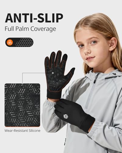 RIGWARL Kids Winter Gloves Boys Girls, Water-Repellent Warm Thermal Youth Gloves, Touchscreen Anti-Slip for Teens 3-15 Years