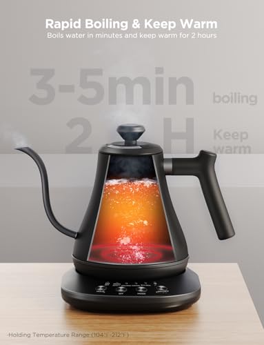 Govee Smart Electric Kettle, WiFi Variable Temperature Gooseneck Pour Over Kettle and Tea Kettle, Alexa Control, 1200W Qui...