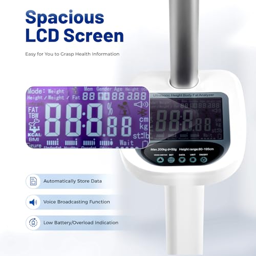 Medical Office Scale,Smart Physician Scale, Medical Scale for Weight and Height Measurement, Non-Contact Sonar Ranging Al...