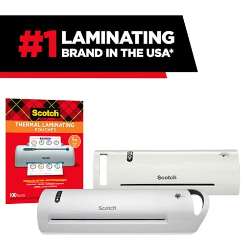 Scotch Thermal Laminating Pouches, 100 Count, Clear, 5 mil, Laminate Business Cards, Small Banners, Essays, Office or Scho...