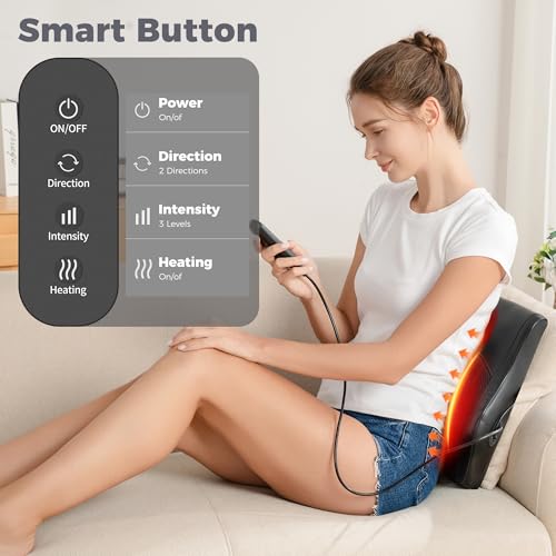 Neck and Back Massager for Pain Relief Deep Tissue with Heat, Shiatsu Shoulder Massager with Bi-Directional Rotating Head ...