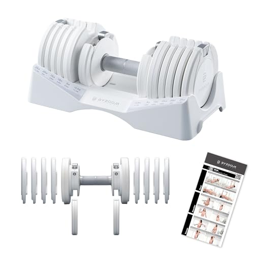 BYZOOM FITNESS Pure Series Adjustable Dumbbell – 12.5/25/27.5/75lb Single Unit OR Set of 2 – 5-in-1/ 10-in-1 / 21-in-1 Fle...