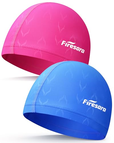 Firesara Fishtail Fabric Swim Cap for Men Women, Breathable High Elasticity Swimming Cap Hair Protection Quick Dry Soft fo...
