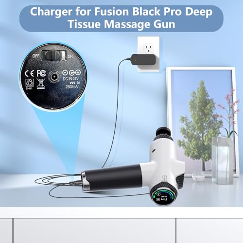 Charger for Fusion Black Pro Deep Tissue Massage Gun Replacement for Fusion Black Pro Massage Gun 24V 1A or 25.2V 1A Power...