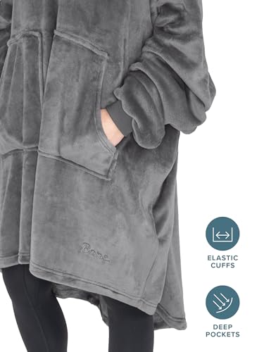 Bare Home Microplush Wearable Blanket with Split Front Pockets - Soft and Plush - Warm and Cozy - Adult & Kid Sizes (Adul...