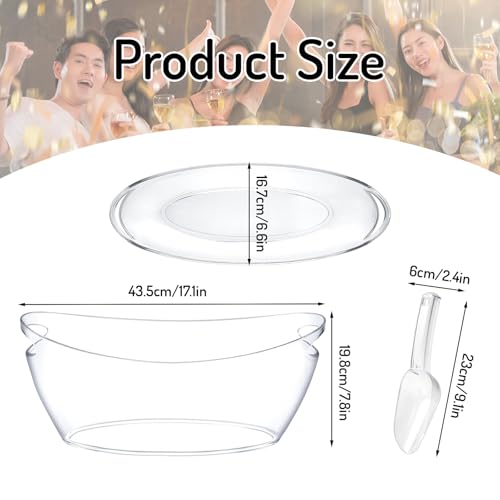 JarThenaAMCS 3Pcs 6L Clear Ice Buckets with 3Pcs Scoops & Metal Wine Bottle Opener Large Plastic Ice Bucket Bowl Champagne...