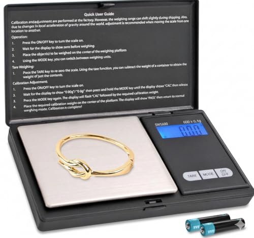Smart Weigh SWS600 Elite 600g x 0.1g Digital Gram Scale, Pocket Sized Jewelry, Nutrition Kitchen, and School Scale, Slim D...