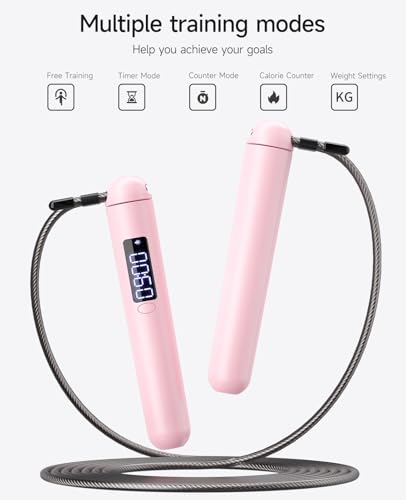 ACHDOFITS Smart Jump Rope with Counter - Adjustable High Speed Skipping Rope for Adults, LED Display with 4 Modes, Calorie...