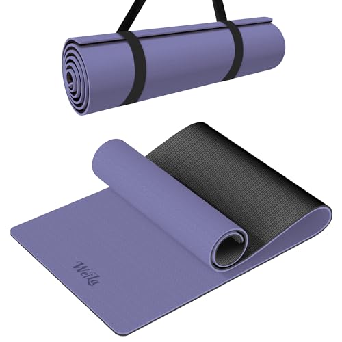 Non-slip TPE Yoga Mat for Women & Men,72"x24" Double-Sided Workout Mat for Home Gym Pilates Fitness,1/4 Inch Packable Ligh...