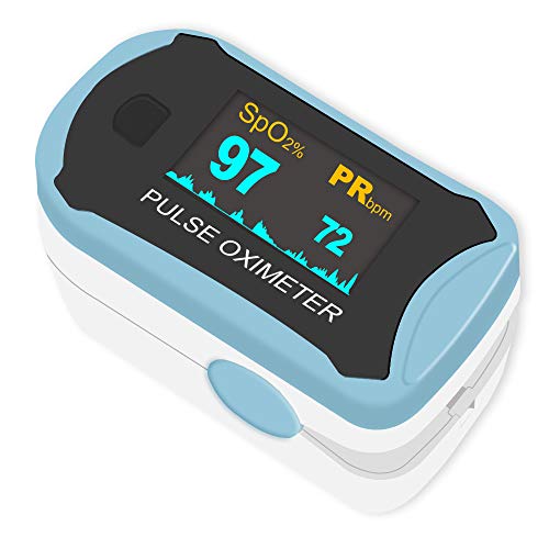 Easy@Home Fingertip Pulse Oximeter: SpO2 Blood Oxygen Saturation Meter and Heart Rate Monitor - Portable OLED Rotatable Di...