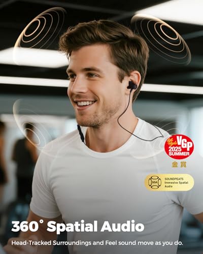 SoundPEATS Q40 HD Sports Neckband Headphones with LDAC Hi-Res Audio & Bluetooth 6.0 Stable Connection, IP67 Waterproof Wir...