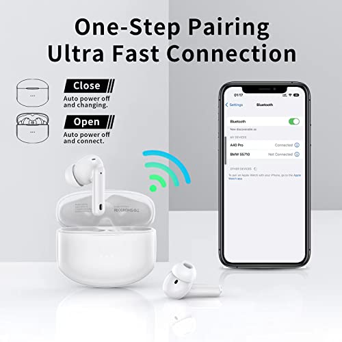 XIAOWTEK A40 Pro Wireless Earbuds, 50Hrs Playtime Bluetooth Earbuds Built in Noise Cancellation Mic with Charging Case, Bl...
