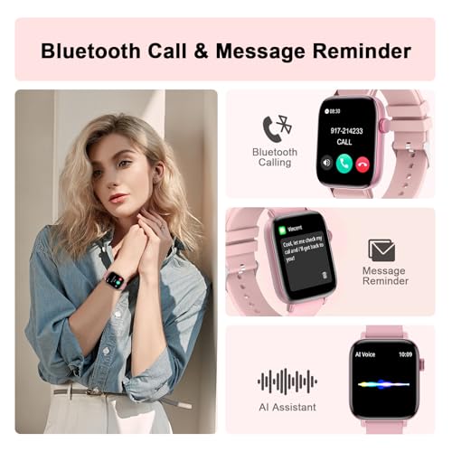 FTTMWTAG Smart Watch for Android iPhone-Call Receive/Dial/Read Message/AI Control-1.9" HD Screen-IP67 Waterproof Fitness S...