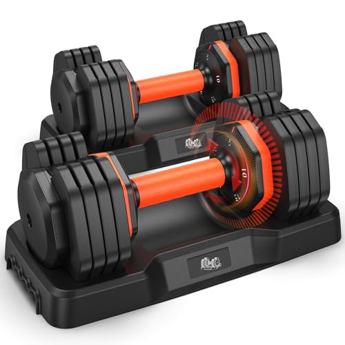 FLYBIRD Adjustable Dumbbell Set of 2, 110LB/50LB Weights Dumbbell Set for Home Gym Exercise & Fitness, Fast Change Weights...