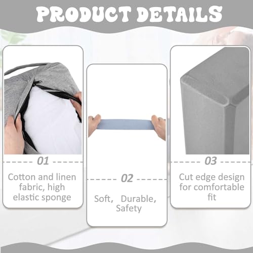 PullCrease 4 Pcs Yoga Bolster Pillows Blocks with Strap Set Comfortable Meditation Pillow for Restorative Non Slip Reusabl...