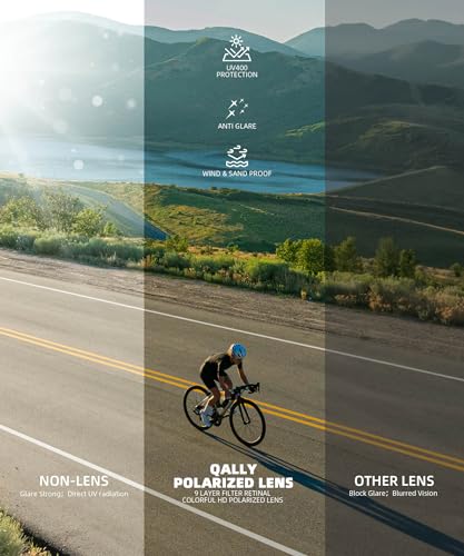 QALLY Polarized-Sunglasses-Men Sports Mens-Sunglasses: Sun-Glasses with UV Protection for Fishing Driving Running Cycling