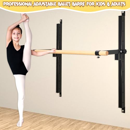 Seliyoo Height Adjustable Ballet Barre Foldable Ballet Bar Dance Training Barre,Wall Mount With Solid Beech Wood Bar,Home ...