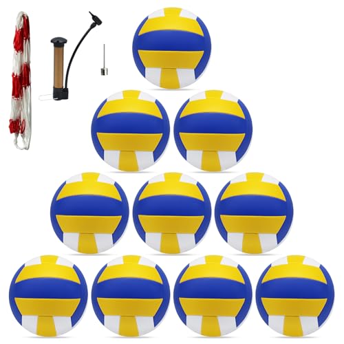 ZHUOKECE Volleyball, 10 Pack Official Size 5 Inflatable Volleyballs Pool Volleyball Spike Training Equipment Outdoor Sand ...