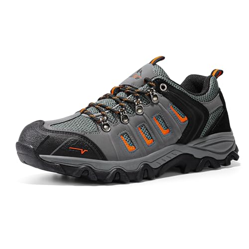 NORTIV 8 Men's Waterproof Hiking Shoes Leather Low-Top Hiking Shoes for Outdoor Trailing Trekking Camping Walking