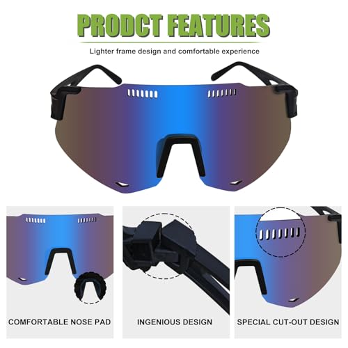 TURVSTPC Sport Running Sunglasses for Women Men, Professional Cycling Glasses Mens Sunglasses Wrap Around Uv400 Protection