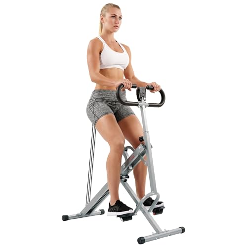 Sunny Health & Fitness Smart Row-N-Ride Glute & Leg Trainer, Foldable Squat Assist Rower with Exclusive SunnyFit App Conne...