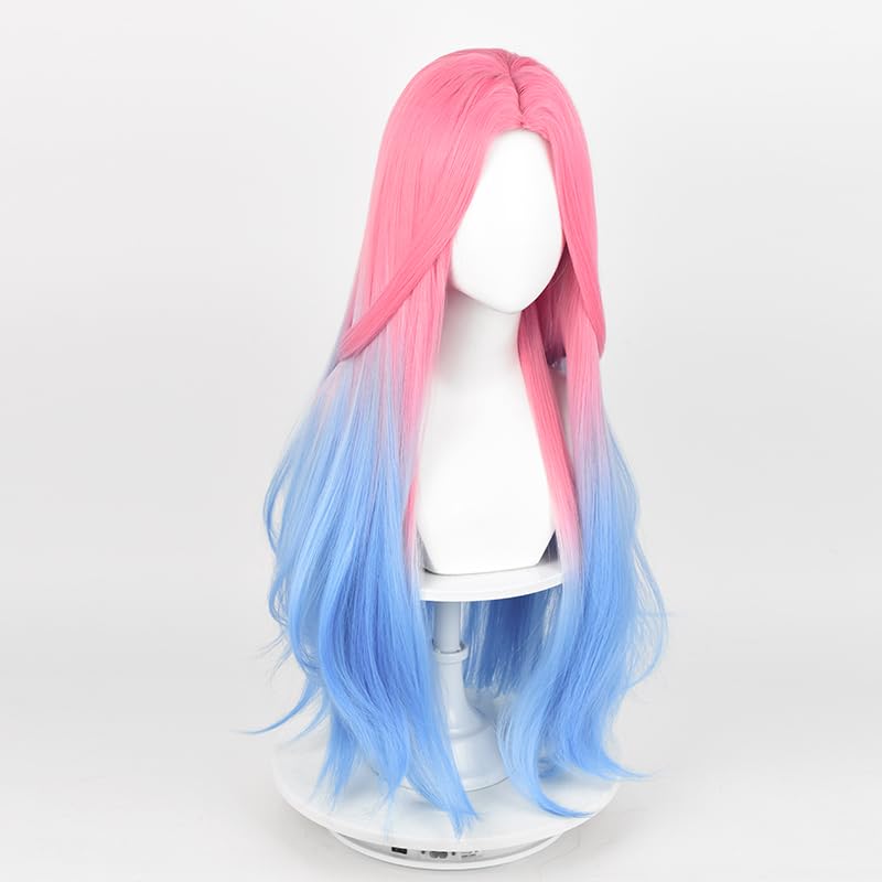 FILMIA 30 Inch Wig for Mizi Cosplay, Anime Pink Blue Ombre MIxed Straight Woman Wig Heat Resistant Synthetic Fiber for Halloween