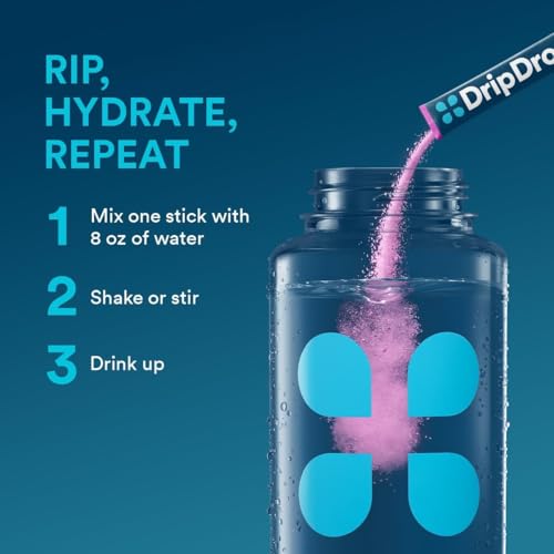 DripDrop Hydration Packets - Bold Variety Pack - Single Serve Electrolytes Powder Drink Mix - Watermelon, Berry, Lemon, Or...