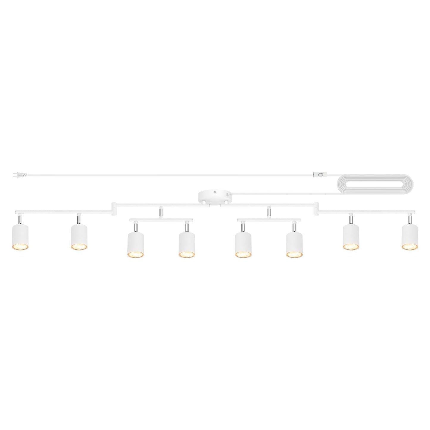Track Lighting Plug In  Led Track Lighting Fixtures Ceiling Kit  White 8-Light Ceiling Light Plug-In  Wall Light With 15Ft Power Cord  Rotatable Kitchen Spotlight For Bedroom(Gu10 Socket  No Bulb)