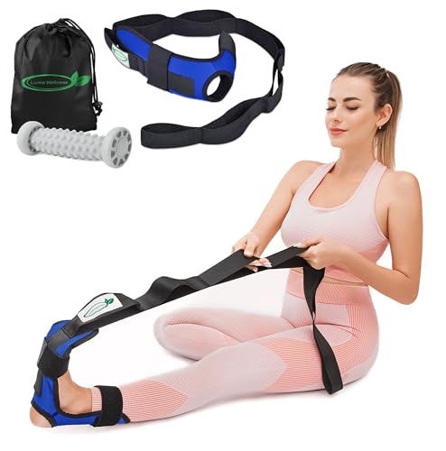 Foot & Calf Stretcher for Plantar Fasciitis, Includes Foot Massage Roller, Achilles Tendinitis, Foot Drop, Yoga Foot & Leg...