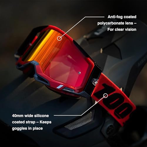 100% STRATA 2 Goggles - Sports Goggles for Motocross & Mountain Biking - Eyewear for Bike Riders - Motocross Goggles for Men