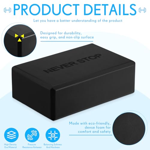 RoundFunny 4 Pack Yoga Blocks Non Slip Pilates Brick Foam Blocks Pilates Dance Gymnastics Workout Fitness Props Tool for S...