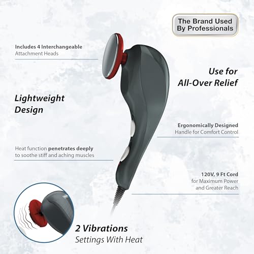 Wahl Heat Therapy Corded Vibratory Therapeutic Body Massager, Heated Handheld Massage Tool with Two Speeds, Relieve Neck, ...