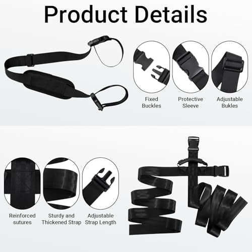 Hokoad 3 Pack Adjustable Carrying Straps Set Includes 1 Box Carrying Strap with Handle, 2 Shoulder Straps for Folding Chai...