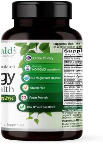 EMERALD LABS Allergy Health - Natural Allergy Support with Quercetin Phytosome, Bromelain, Vitamin C as PureWay-C & More * - Vegan & Gluten-Free - 90 Vegetable Capsules (30-Day Supply)