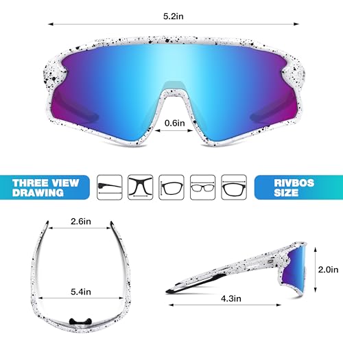 RIVBOS Youth Baseball Sunglasses for Kids(Boys&Girls) Polarized UV Protection Cycling Glasses RYS008