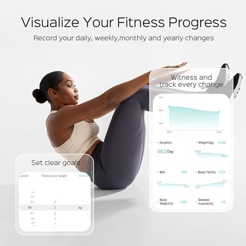 FITDAYS Smart Body Fat Scale, Bluetooth Composition Analyzer, 400lbs (Pink, 11"/280mm)