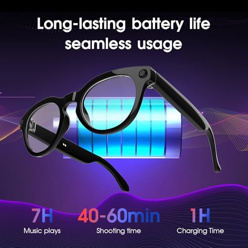 padom AI Smart Glasses with Camera 4K, 1080p HD Video Recording Glasses, 8MP Bluetooth Sunglasses for Men & Women, Al-Powe...