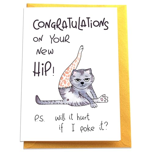 PepperZone Hip Hip Hooray Get Well Soon Card, Speedy Recovery, Funny Hip & Knee Replacement, Surgery Humor Best Wishes, Ha...