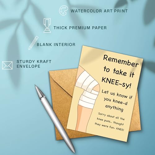 Funny Knee Surgery Get Well Soon Card – Take It Knee-sy Recovery Pun Greeting Gift for Friends, Family, Coworkers, Men, Wo...