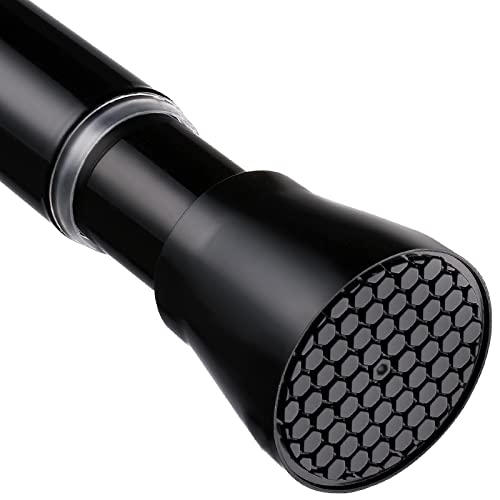 Black Spring Tension Curtain Rod 28-52 Inches, 7/8" Diameter Adjustable Shower Curtain Rod No Drill, Anti-slip Heavy Duty ...