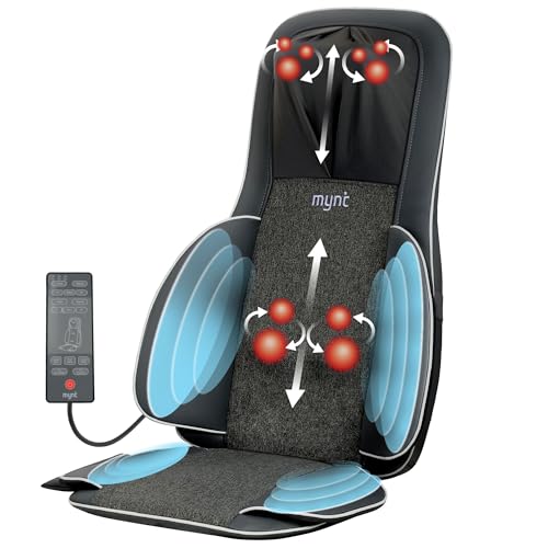 Mynt FSA Eligible HSA Approved Shiatsu Neck and Back Massager for Chair with 10 Deep Kneading Nodes, 2D & 3D Back Massage ...
