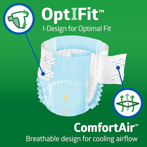 FitRight Adult Diapers, Ultra Heavy Absorbency, L (Waist Size 44in-56in), 20 Count, OptiFit Incontinence Briefs for Men an...