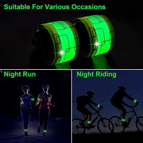 TRAYIU LED Safety Wristband Lights - Rechargeable Light Up Arm Ankle Band Kids Magic Slap Glow Bracelets Reflective Belt H...