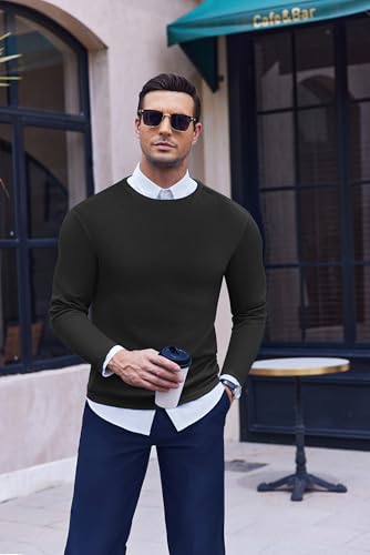 Ekouaer Men's Long Sleeve Shirts Honeycomb Waffle Pullover Sweater Crewneck Thermal Tops Lightweight Undershirts