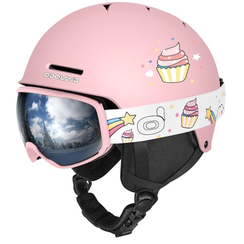 Odoland Kids Ski Helmet, Snow Helmet with Ski Goggles Set for Boys and Girls, Shockproof, Windproof, Safety Snowboard Spor...