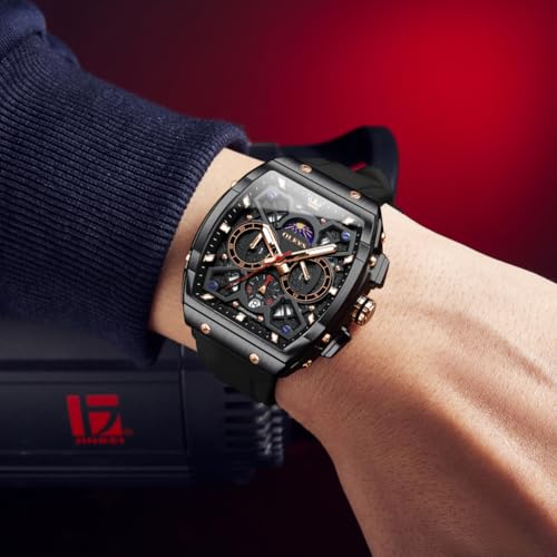 OLEVS Mens Watches Stylish Chronograph Waterproof Luminous Silicon Strap Multifunction Watches for Men Business White Men ...