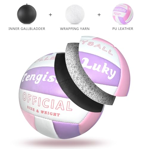 Soft Touch Volleyball Kit - Official Size 5 PU Leather Volleyball - for Outdoor/Indoor Play/Beach Game/Gym Training for Yo...