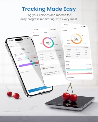 RENPHO Digital Kitchen Scale, Smart Food Weight Scale with Nutritional Calculator, Gram Scale for Weight Loss Cooking Baki...