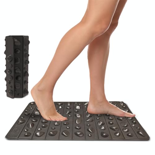 My Happy Feet Pebble Rock Mat - Therapeutic Rock Mat – Wellness Foot Mat for Natural Balance & Energized Living – Black, P...